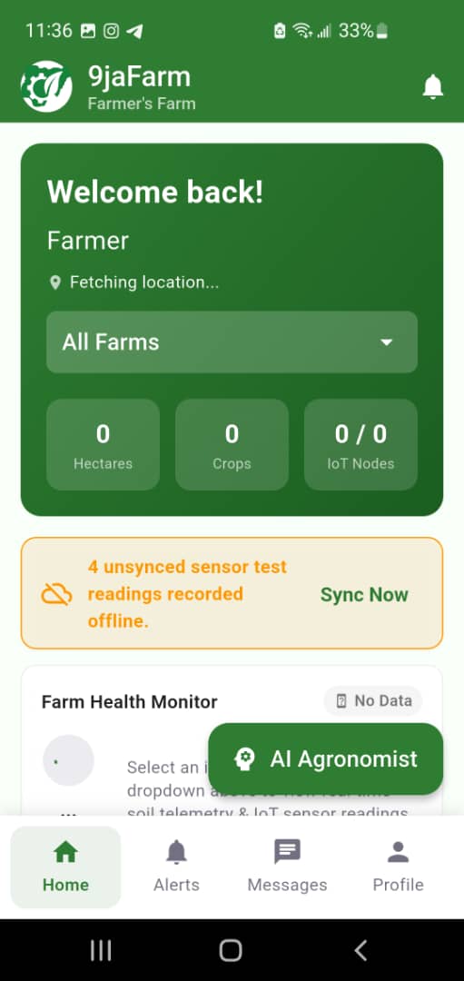 9jaFarm Hydroponics app screen